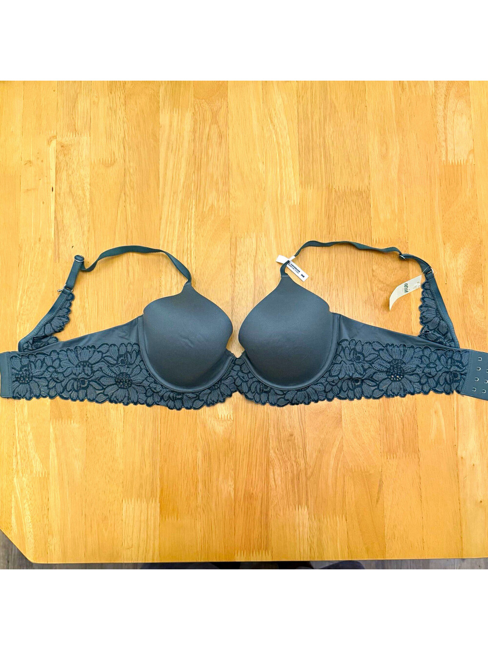 NWT Aerie Real Good Full Coverage Underwire Lace Bra, Gray Floral, 36B